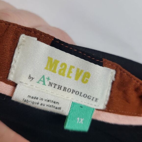 Maeve Oksana Anthropologie Polka Dot Midi Skirt - Black and Rust - Picture 6 of 16